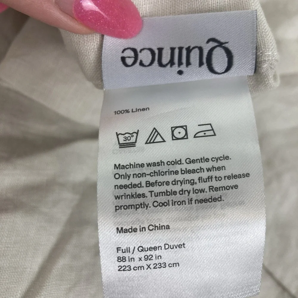 Quince NWT European Linen Duvet Cover Sand Full/Queen Without Sham Set Natural